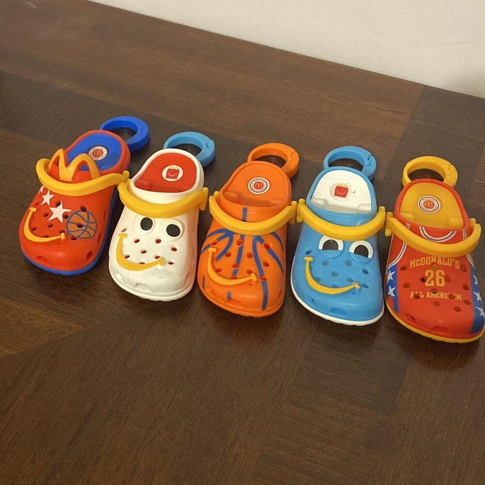 McDonalds CROCS Shoes Lot Of 5 Happy Meal Mini Key Chain Toys